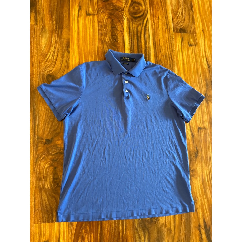 Polo Ralph Lauren Mens Classic Fit Polo Shirt Blue Short Sleeve Pony Logo M